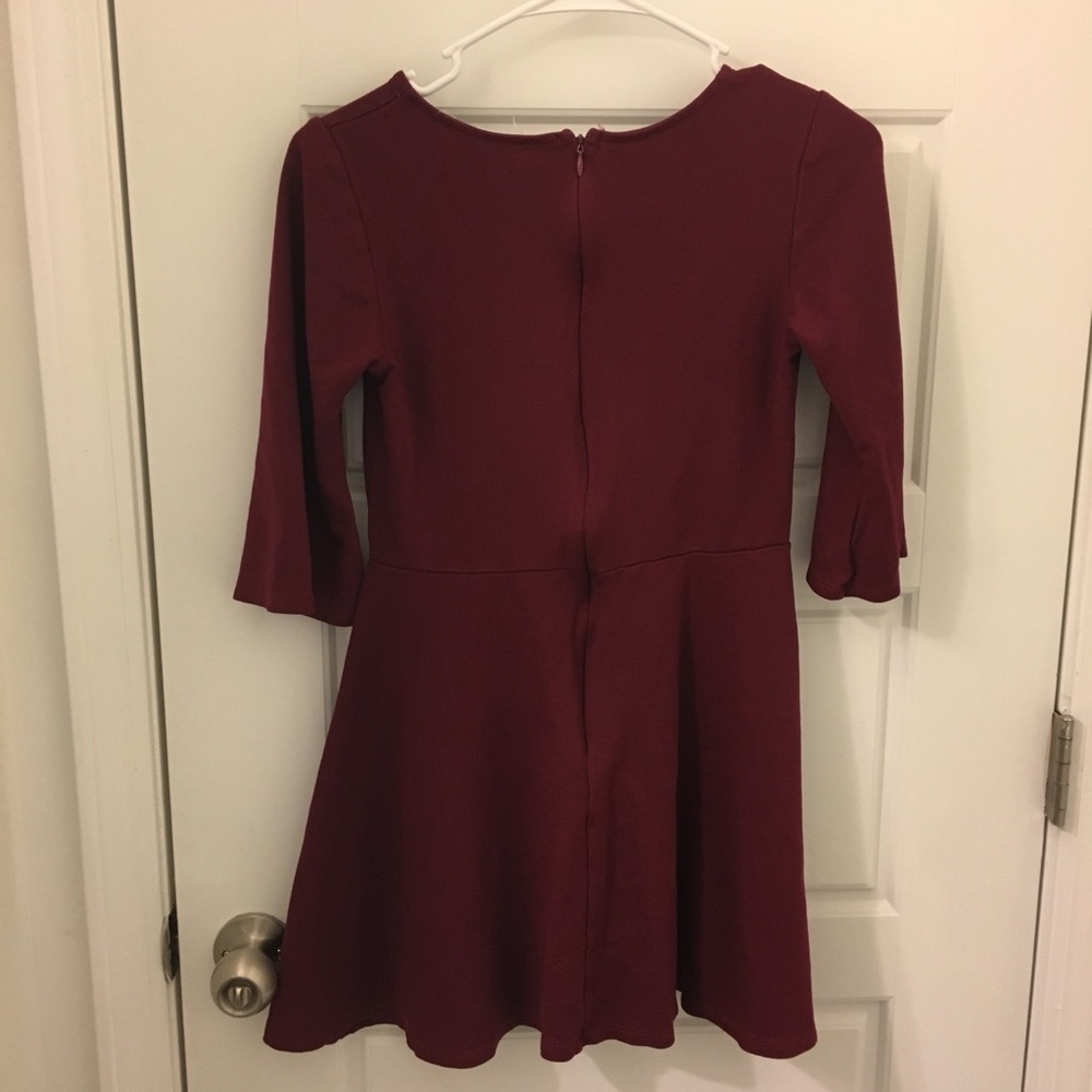 🔴 Rokoko Burgundy Mini Dress 3/4 Sleeve - Picture 3 of 4